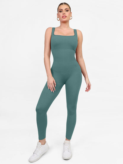 Shapewear Dikişsiz Kare Yaka Egzersiz Tulumu veya Romper