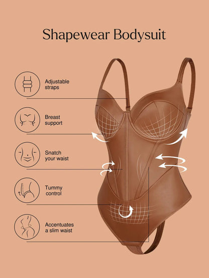 Shapewear Suni Deri Kum Saati Korse Bodysuit