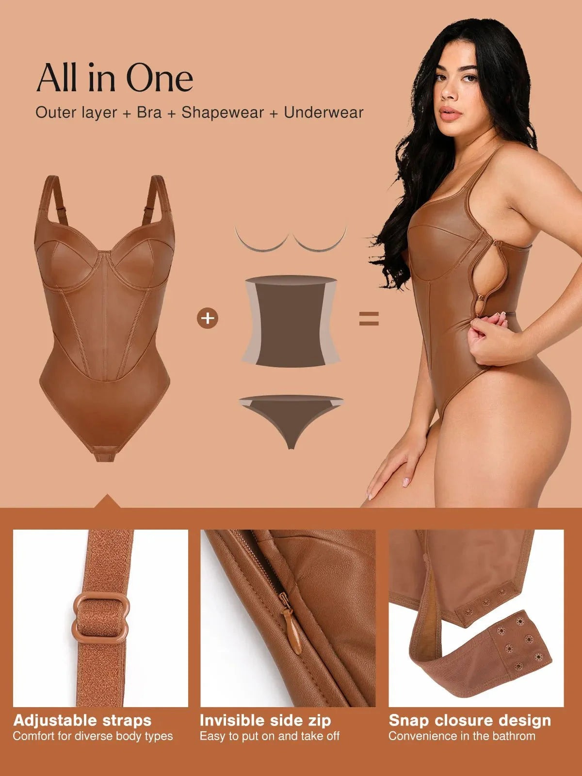 Shapewear Suni Deri Kum Saati Korse Bodysuit