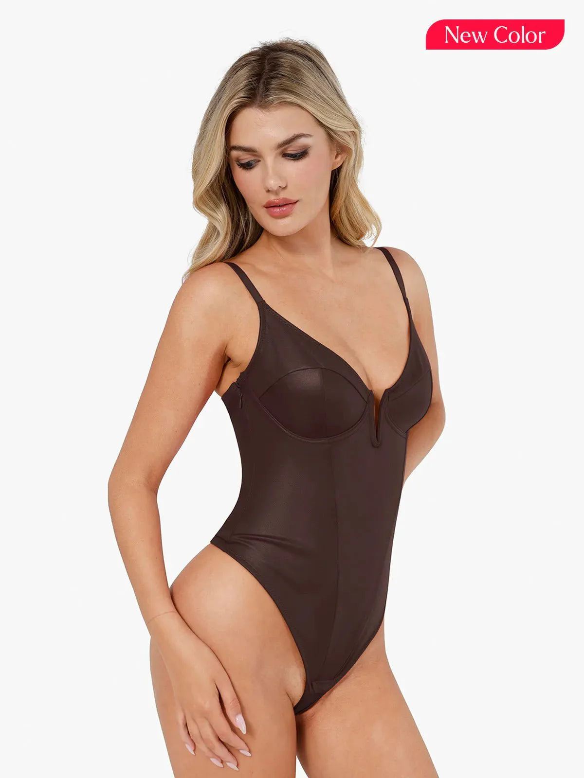 Shapewear Suni Deri Derin V Şekillendirici Korse Bodysuit