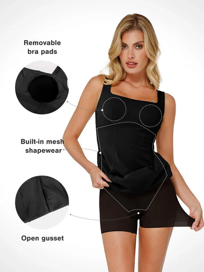 Shapewear Suni Nubuk Bodycon Şekillendirici Yırtmaçlı Midi Elbise