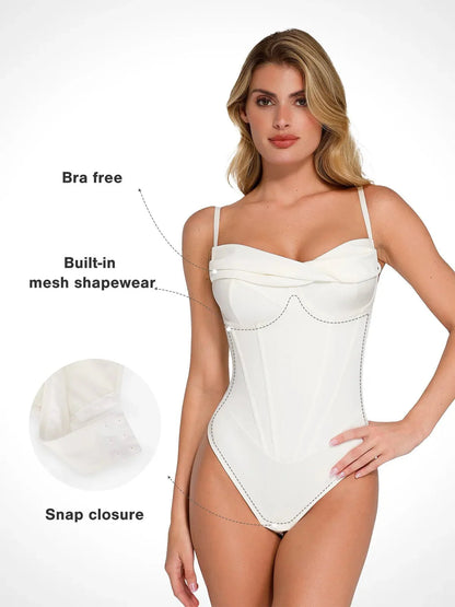 Shapewear Dökümlü Büst Kum Saati Korse Bodysuit