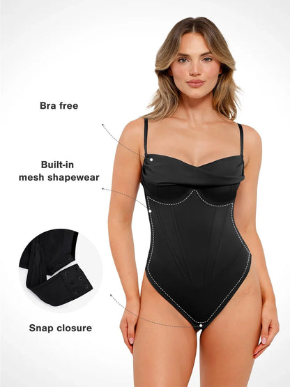 Shapewear Dökümlü Büst Kum Saati Korse Bodysuit