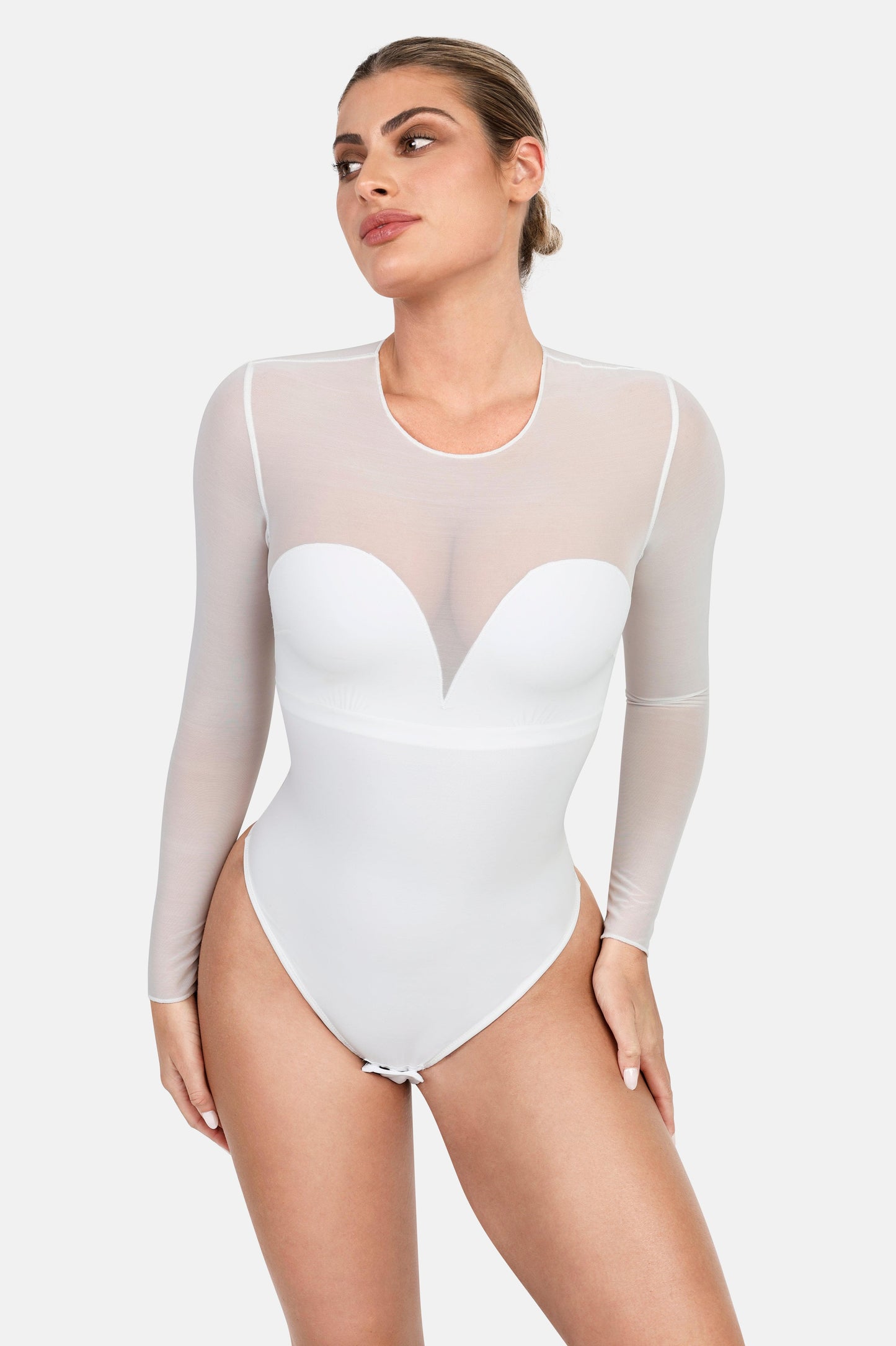 Shapewear İllüzyon File Uzun Kollu Karın Kontrol Bodysuit