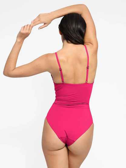 Shapewear Dantelli Çapraz Ön Şekillendirici Tek Parça Mayo