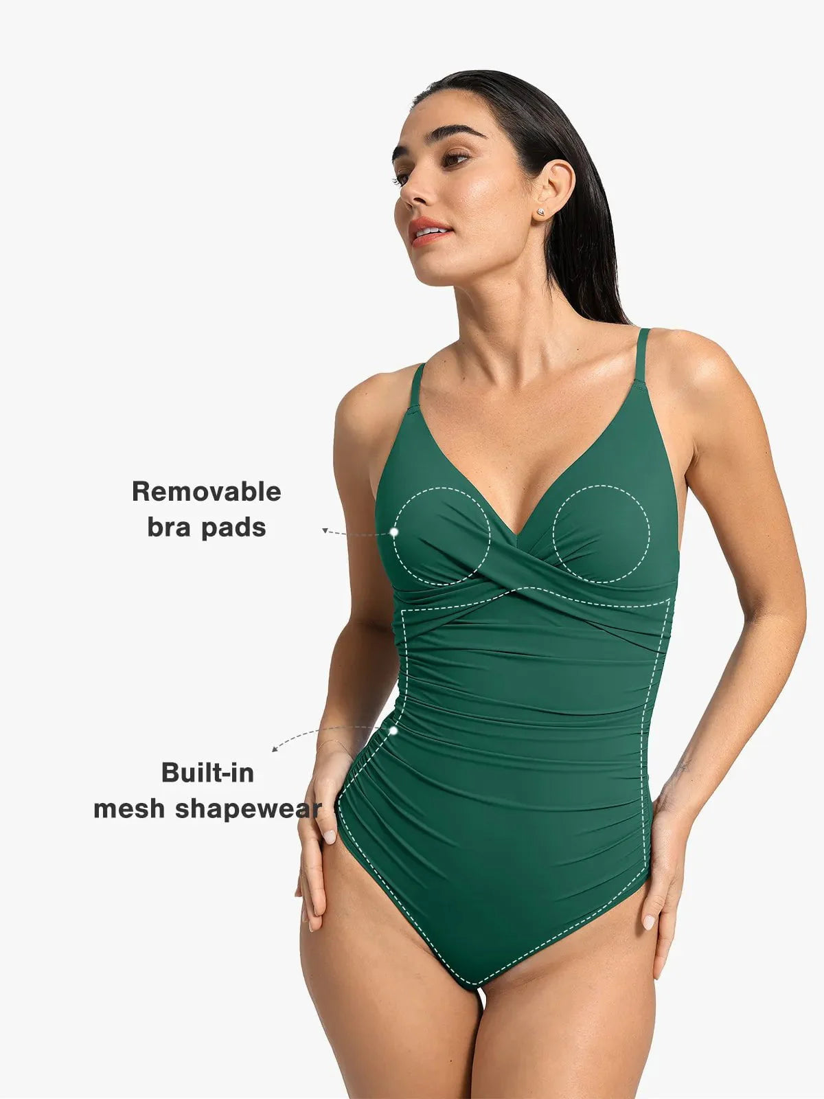 Shapewear Dantelli Çapraz Ön Şekillendirici Tek Parça Mayo