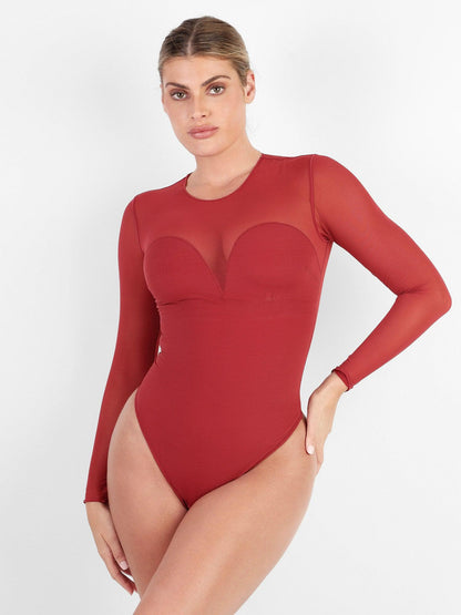 Shapewear İllüzyon File Uzun Kollu Karın Kontrol Bodysuit