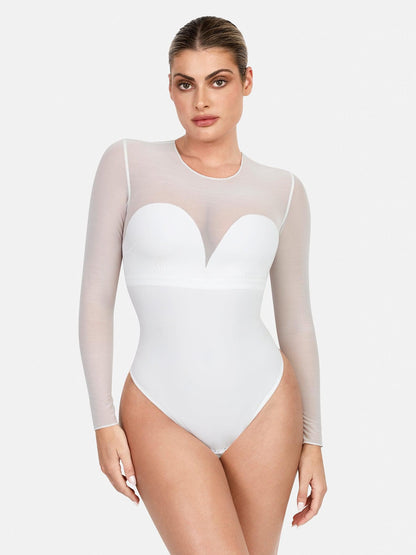 Shapewear İllüzyon File Uzun Kollu Karın Kontrol Bodysuit