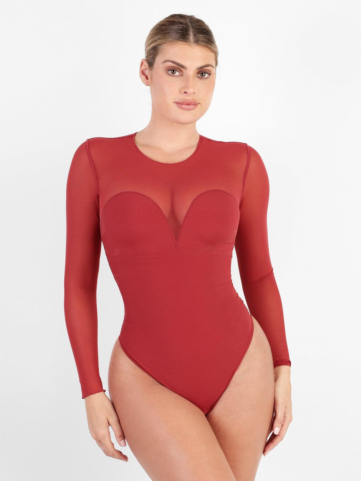 Shapewear İllüzyon File Uzun Kollu Karın Kontrol Bodysuit