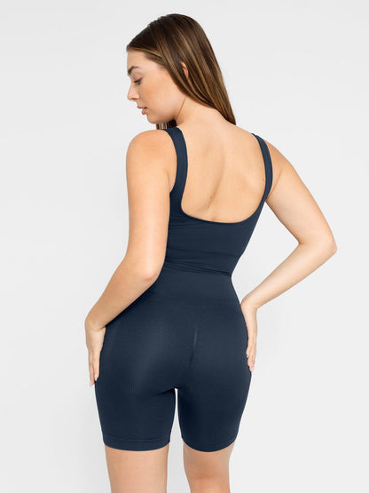 Shapewear Romper Kare Yaka Spor Yelek