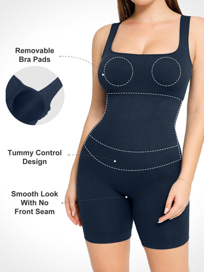 Shapewear Romper Kare Yaka Spor Yelek