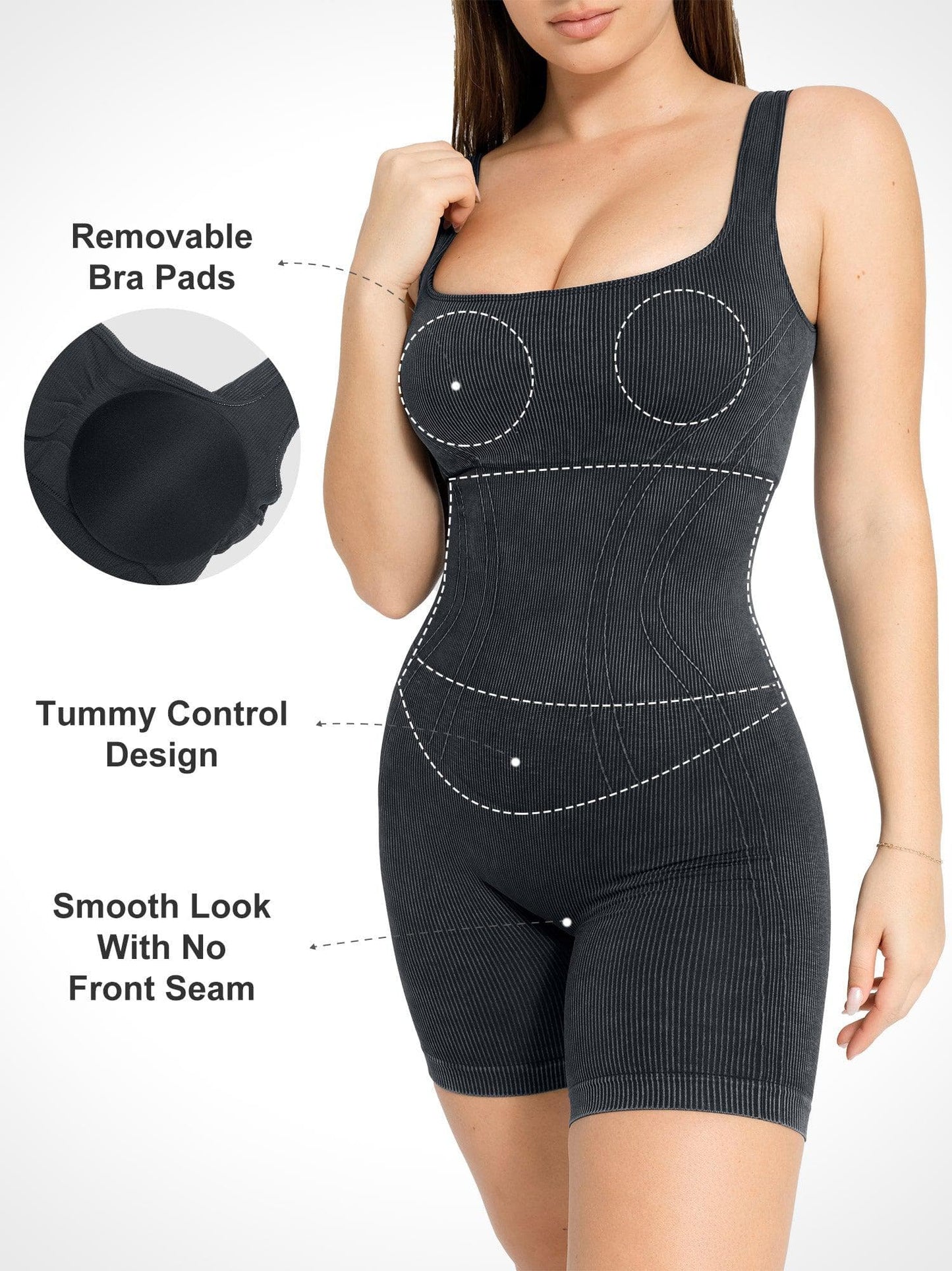 Shapewear Romper Kare Yaka Spor Yelek