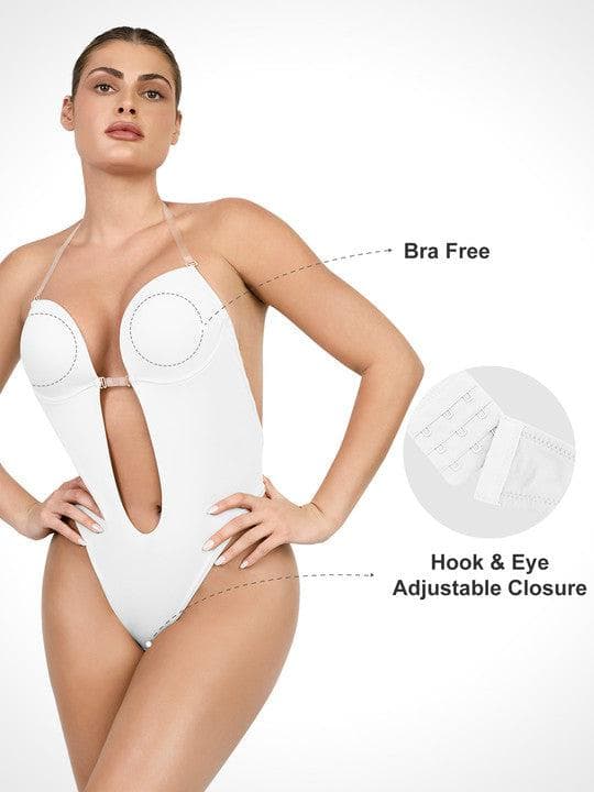 Shapewear Halter Askılı Derin U Şekillendirici Sırtsız Bodysuit