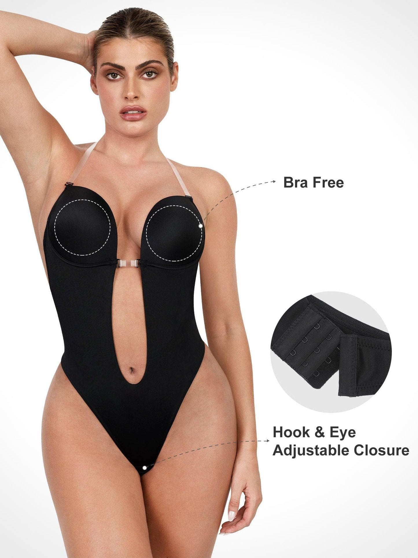 Shapewear Halter Askılı Derin U Şekillendirici Sırtsız Bodysuit