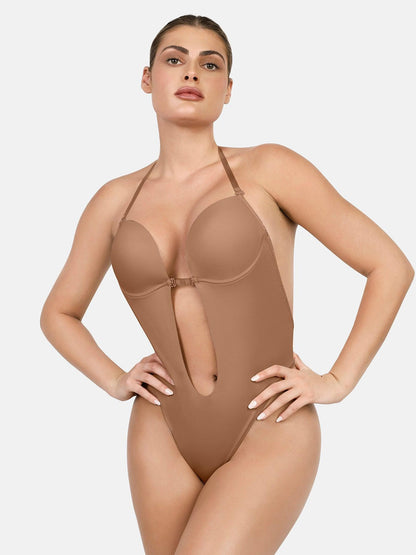 Shapewear Halter Askılı Derin U Şekillendirici Sırtsız Bodysuit