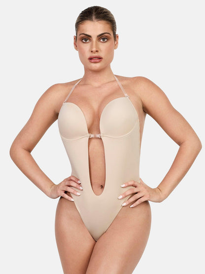 Shapewear Halter Askılı Derin U Şekillendirici Sırtsız Bodysuit