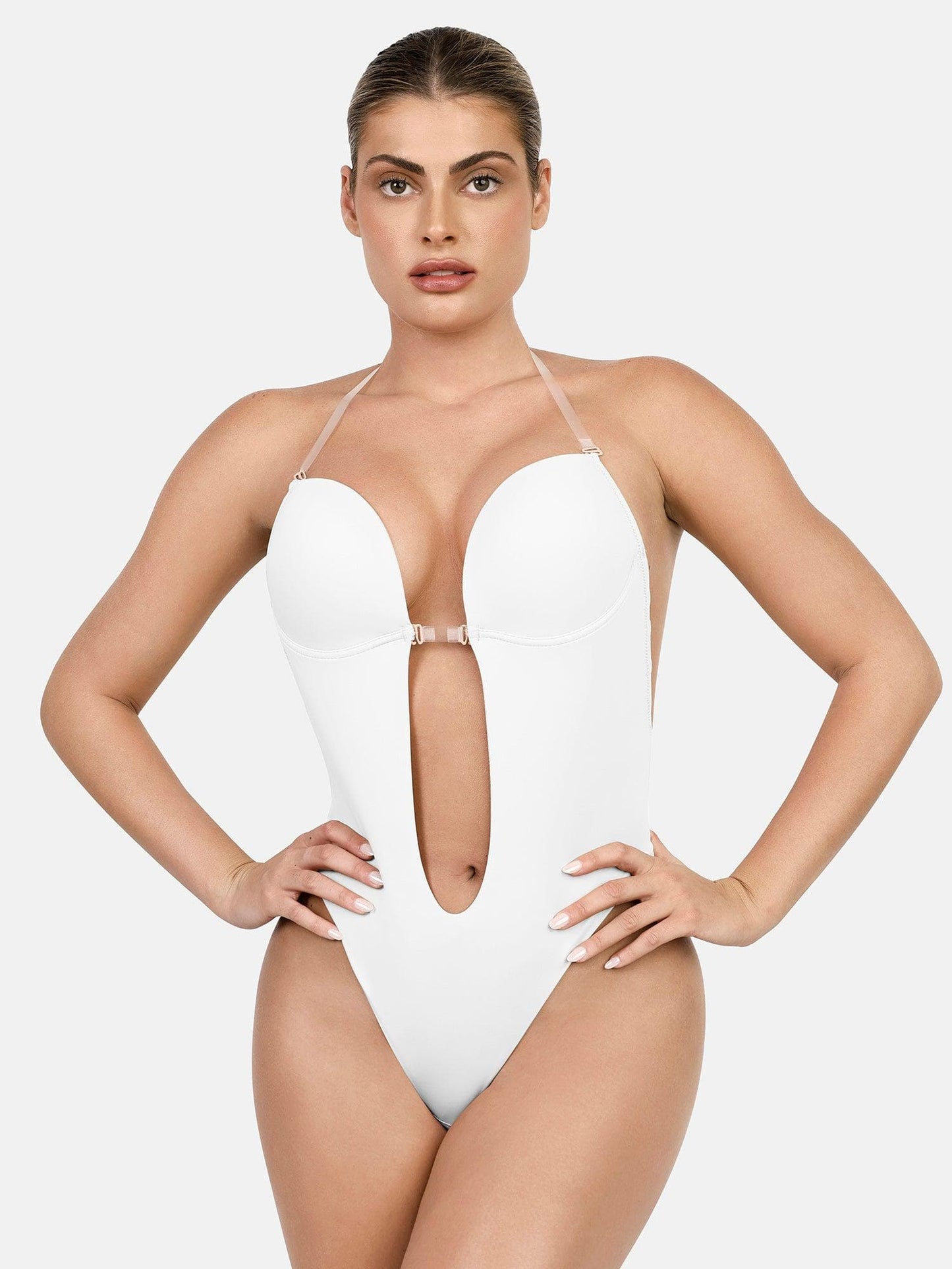 Shapewear Halter Askılı Derin U Şekillendirici Sırtsız Bodysuit