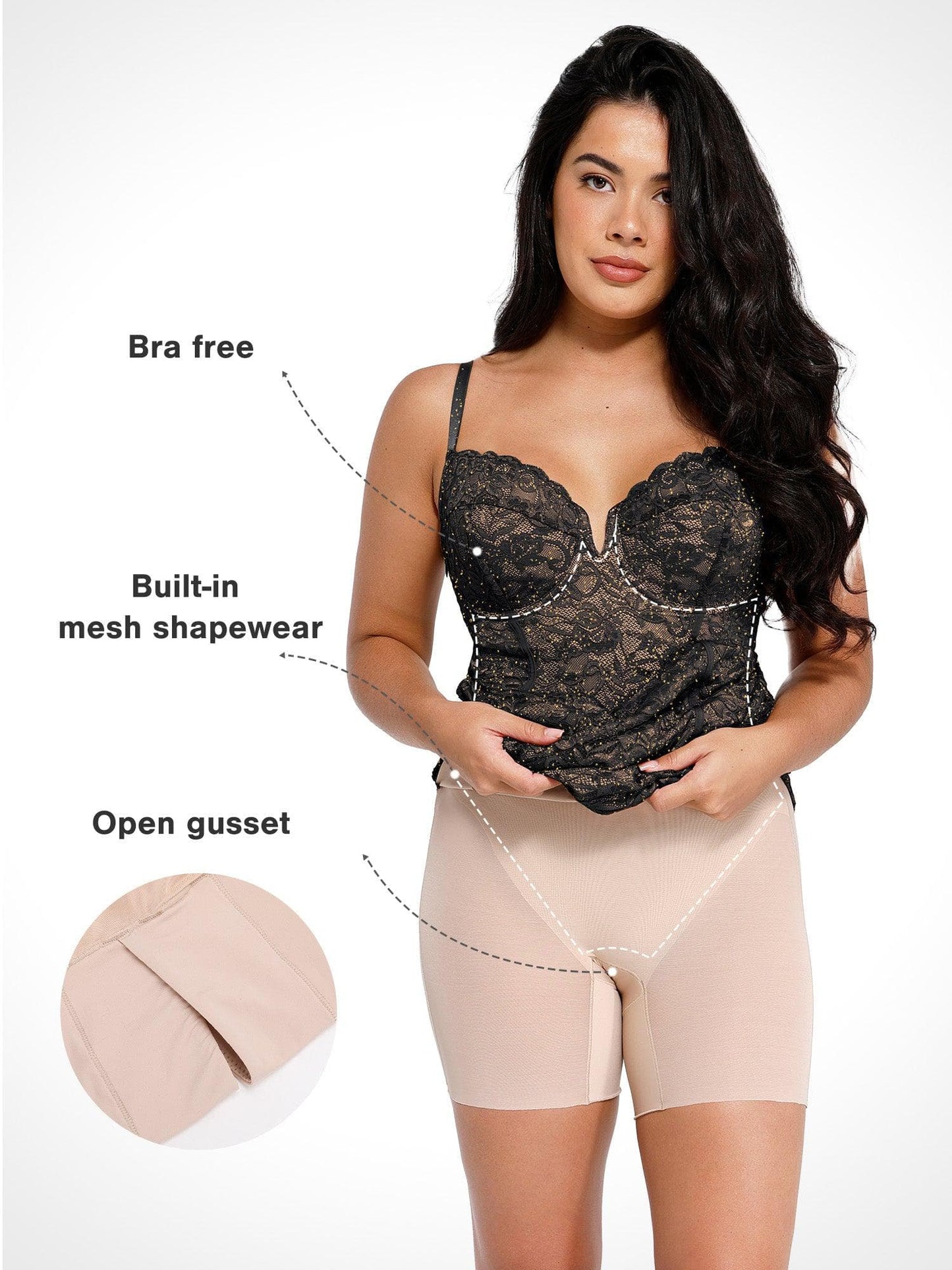 Shapewear Tamamı Dantelli Kum Saati Korse Yandan Yırtmaçlı Midi Elbise