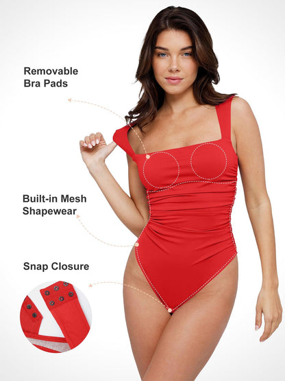 Shapewear Bluetag Dantelli Kare Yaka Şekillendirici Bodysuit