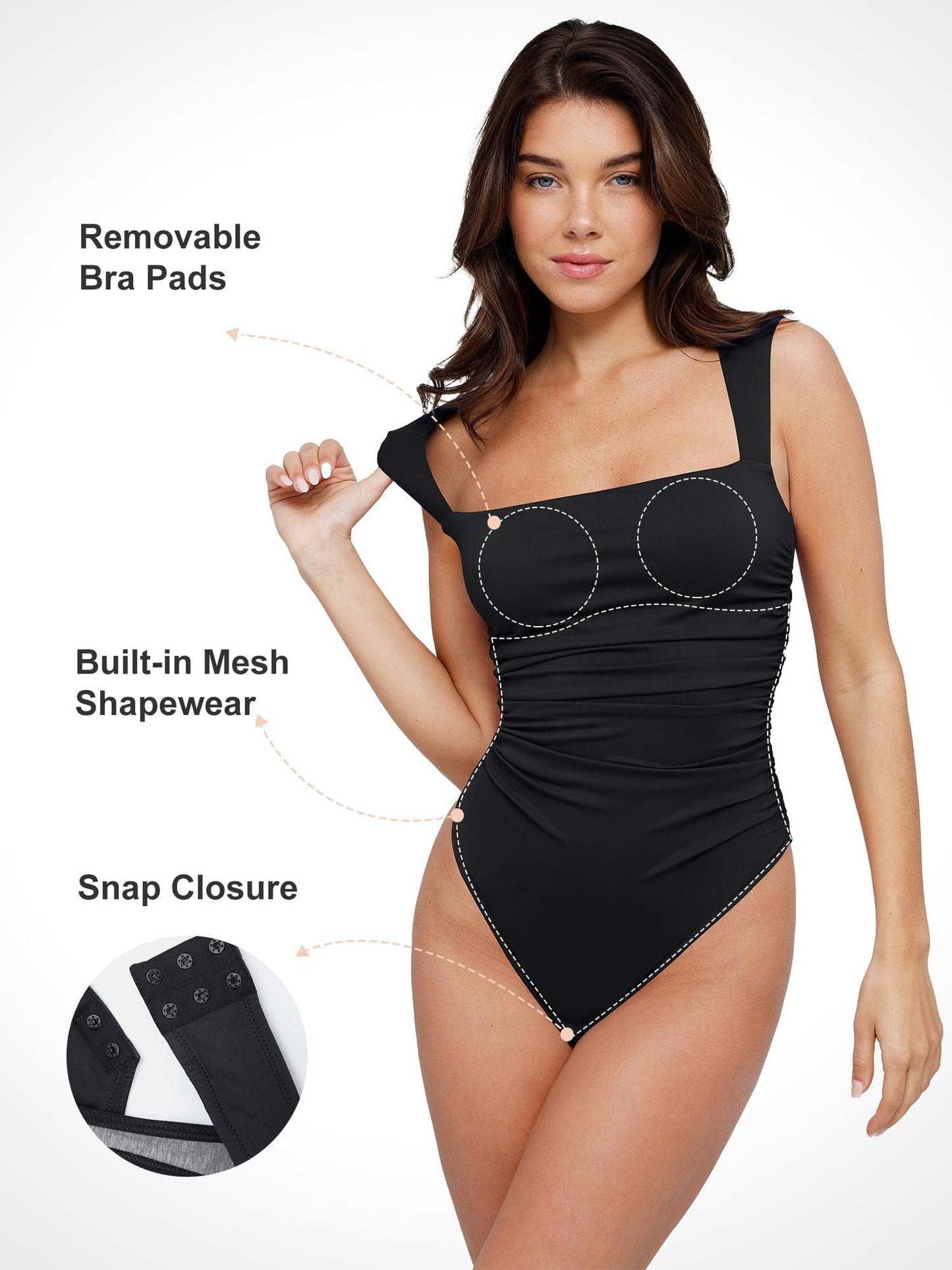 Shapewear Bluetag Dantelli Kare Yaka Şekillendirici Bodysuit