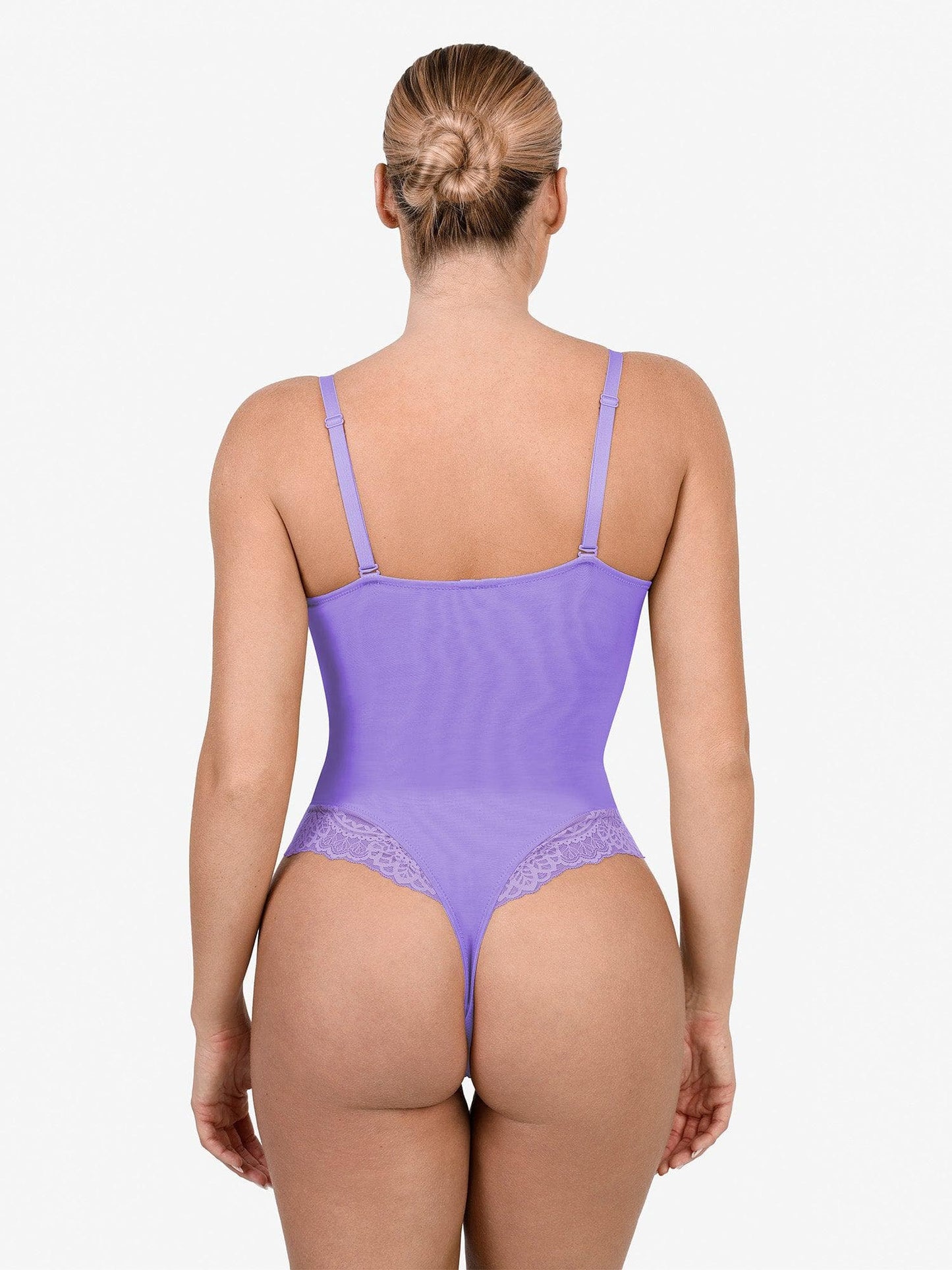 Shapewear Dantel Derin V Yaka Şekillendirici Tanga Bodysuit