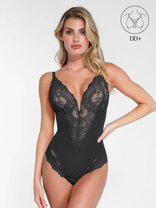 Shapewear Tam Kapsama Derin Dekolteli Dantel İnceltici Bodysuit