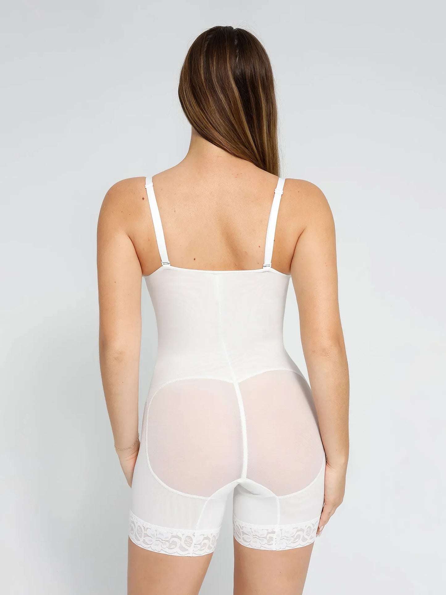 Shapewear Dantel Derin V Yaka Şekillendirici Diz Üstü Bodysuit