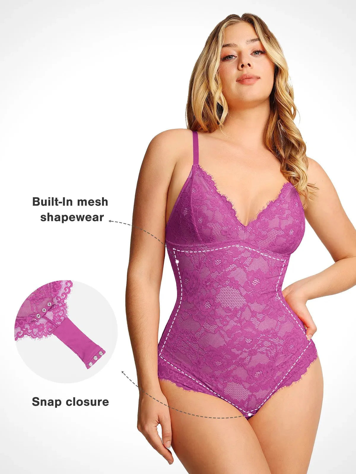 Shapewear Sıkılaştırıcı Kontrol, Toparlayıcı Tam Dantel Tanga Bodysuit