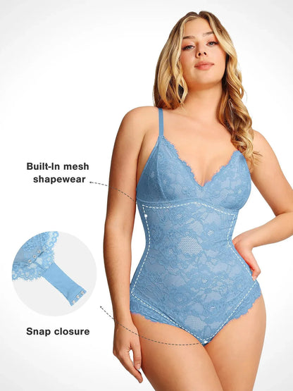 Shapewear Sıkılaştırıcı Kontrol, Toparlayıcı Tam Dantel Tanga Bodysuit