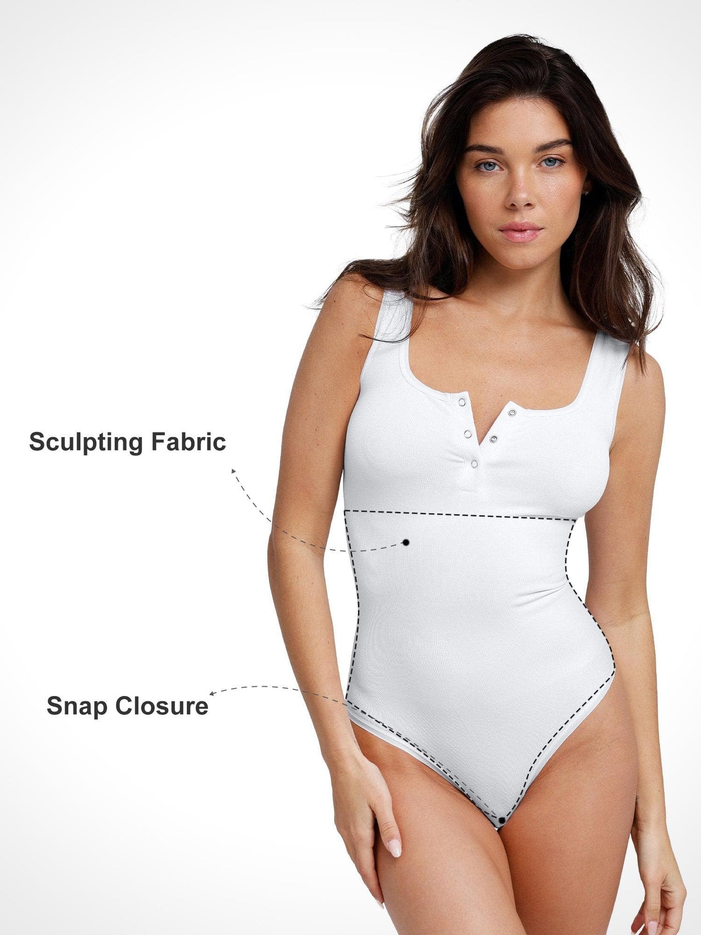 Shapewear Dikişsiz Modal Henley Kolsuz Bodysuit