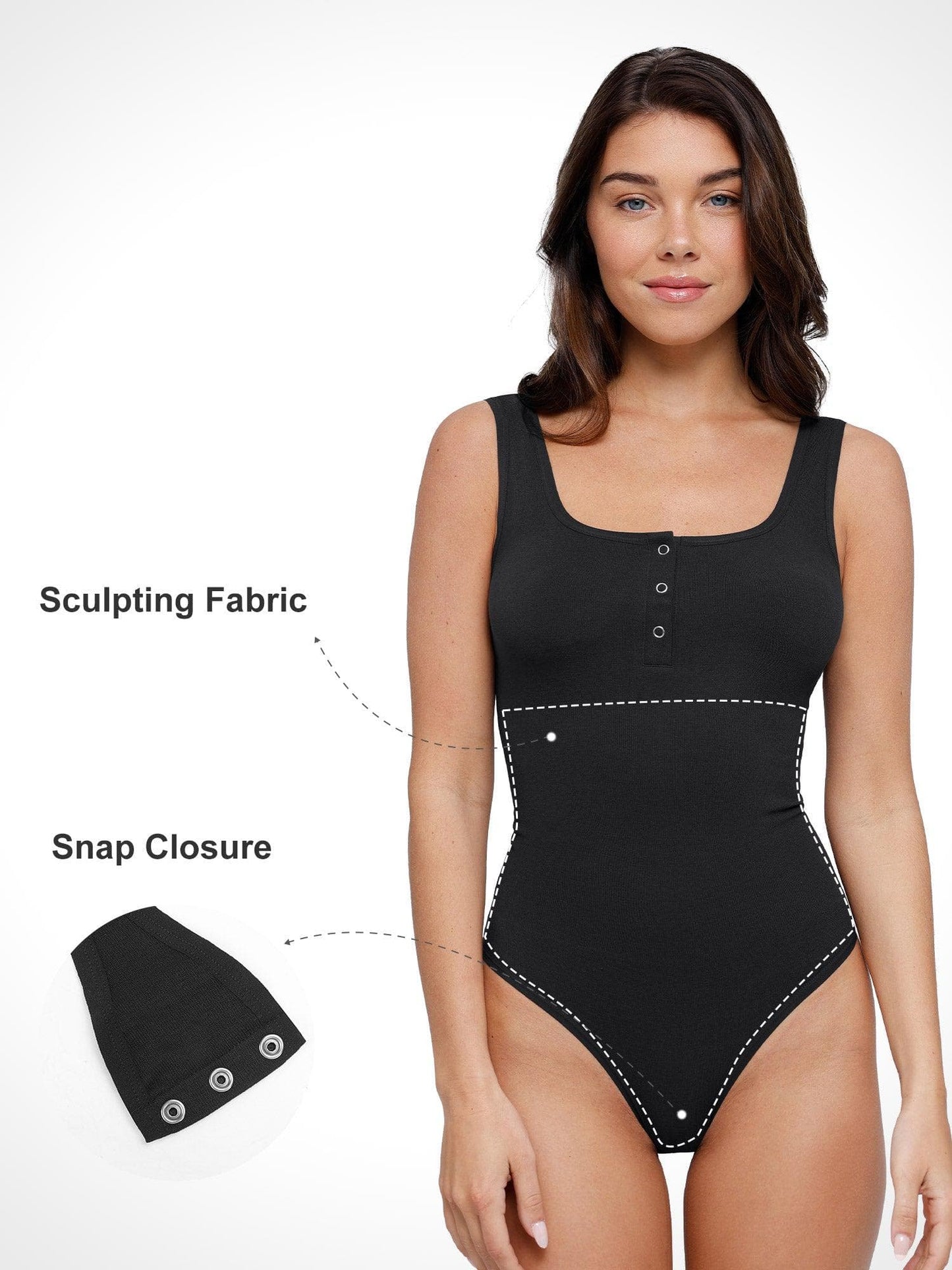 Shapewear Dikişsiz Modal Henley Kolsuz Bodysuit