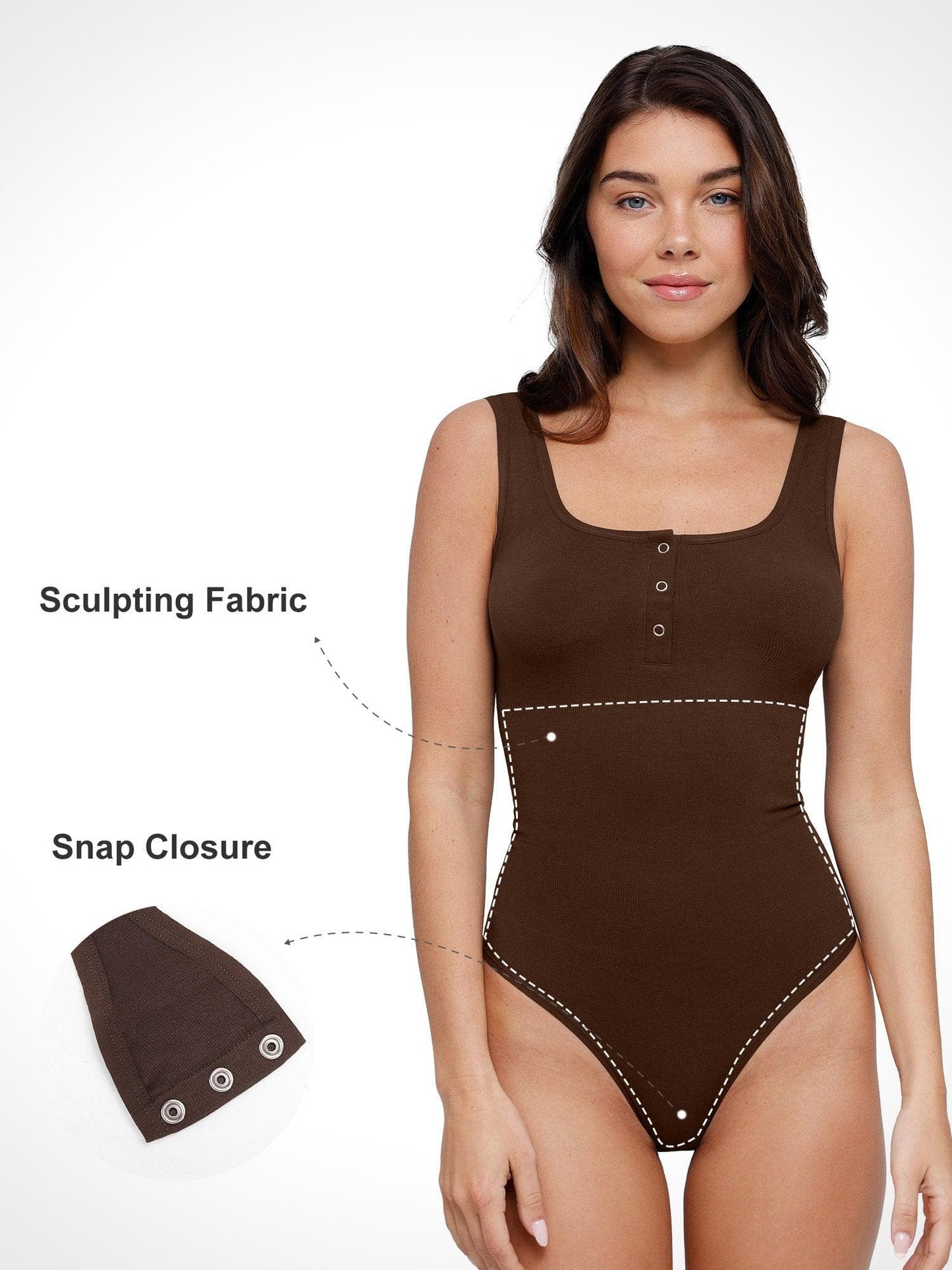 Shapewear Dikişsiz Modal Henley Kolsuz Bodysuit