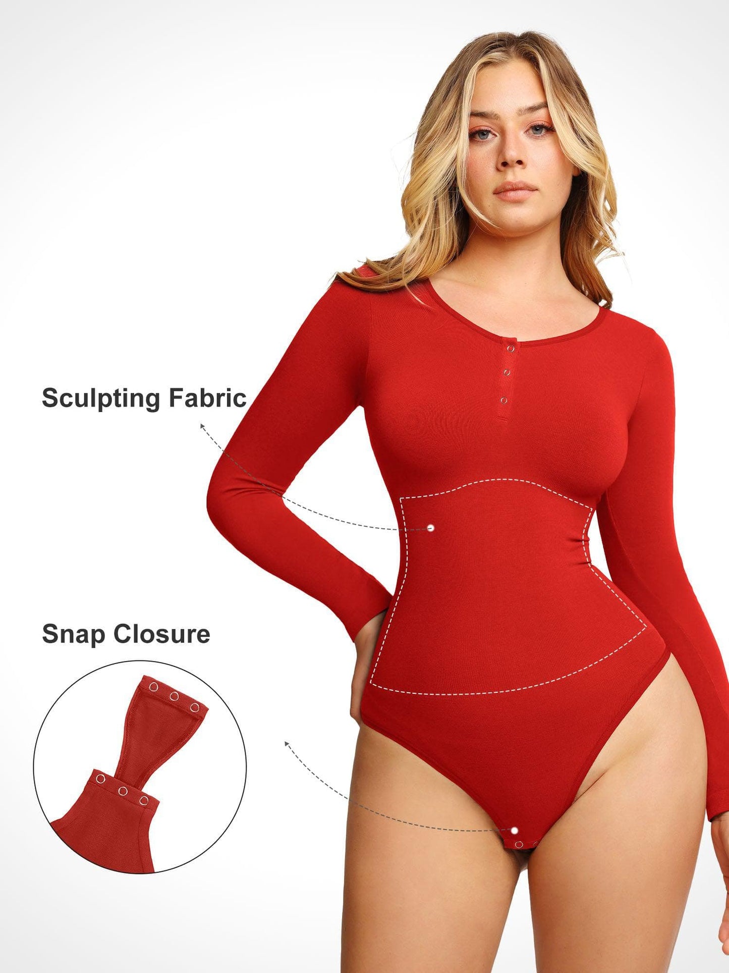 Shapewear Dikişsiz Modal Uzun Kollu Henley Bodysuit