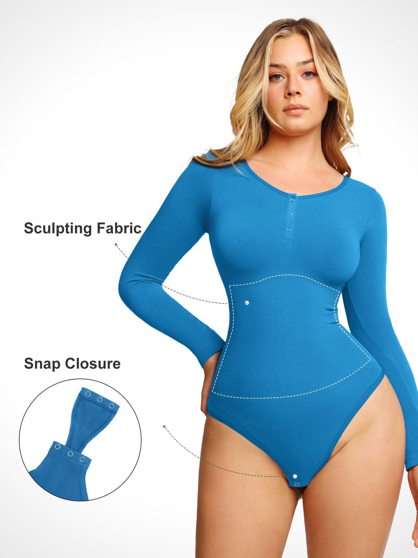 Shapewear Dikişsiz Modal Uzun Kollu Henley Bodysuit