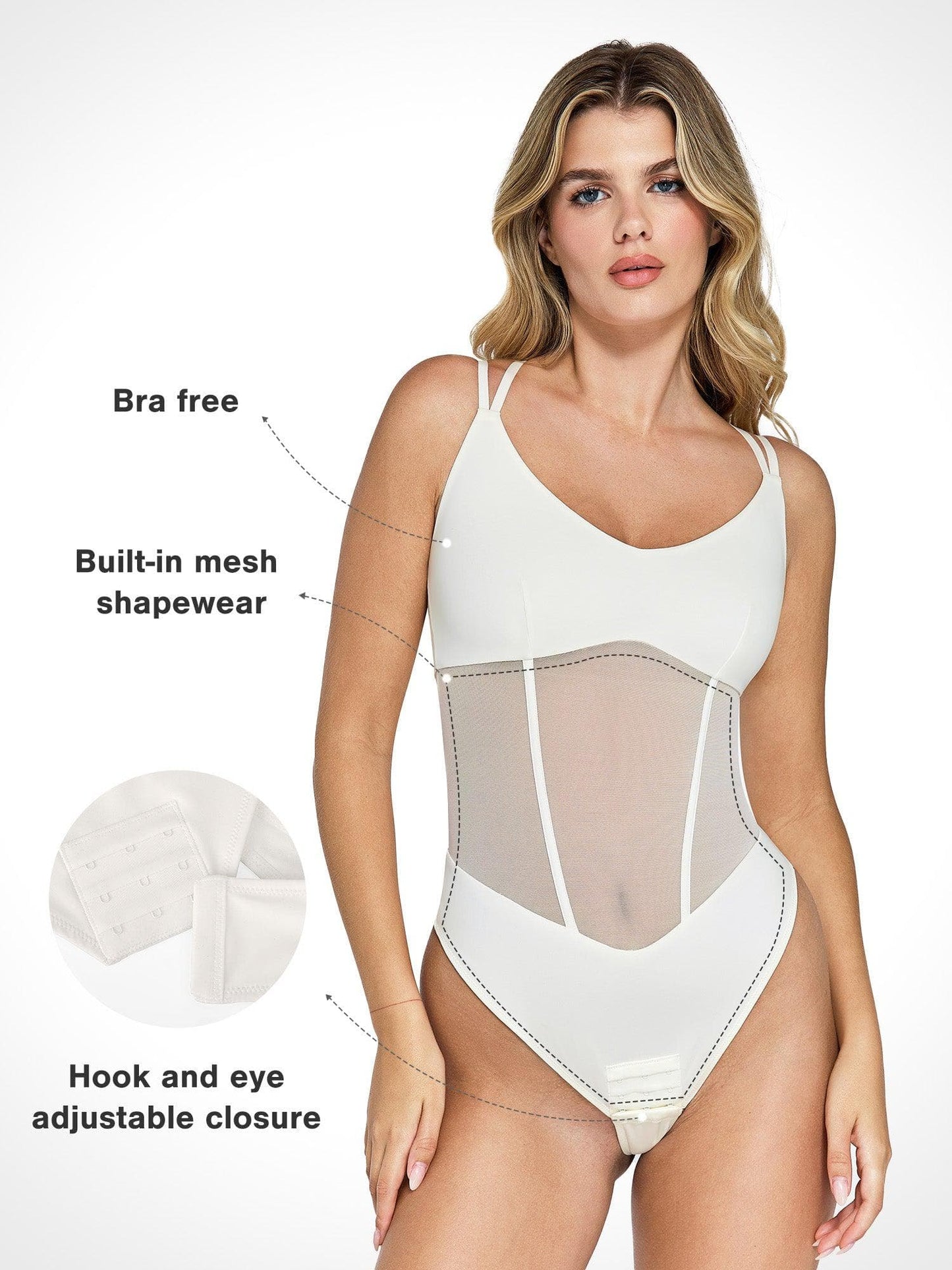 Shapewear Crisscross Sırt İllüzyonlu Örgü Şekillendirici Bodysuit