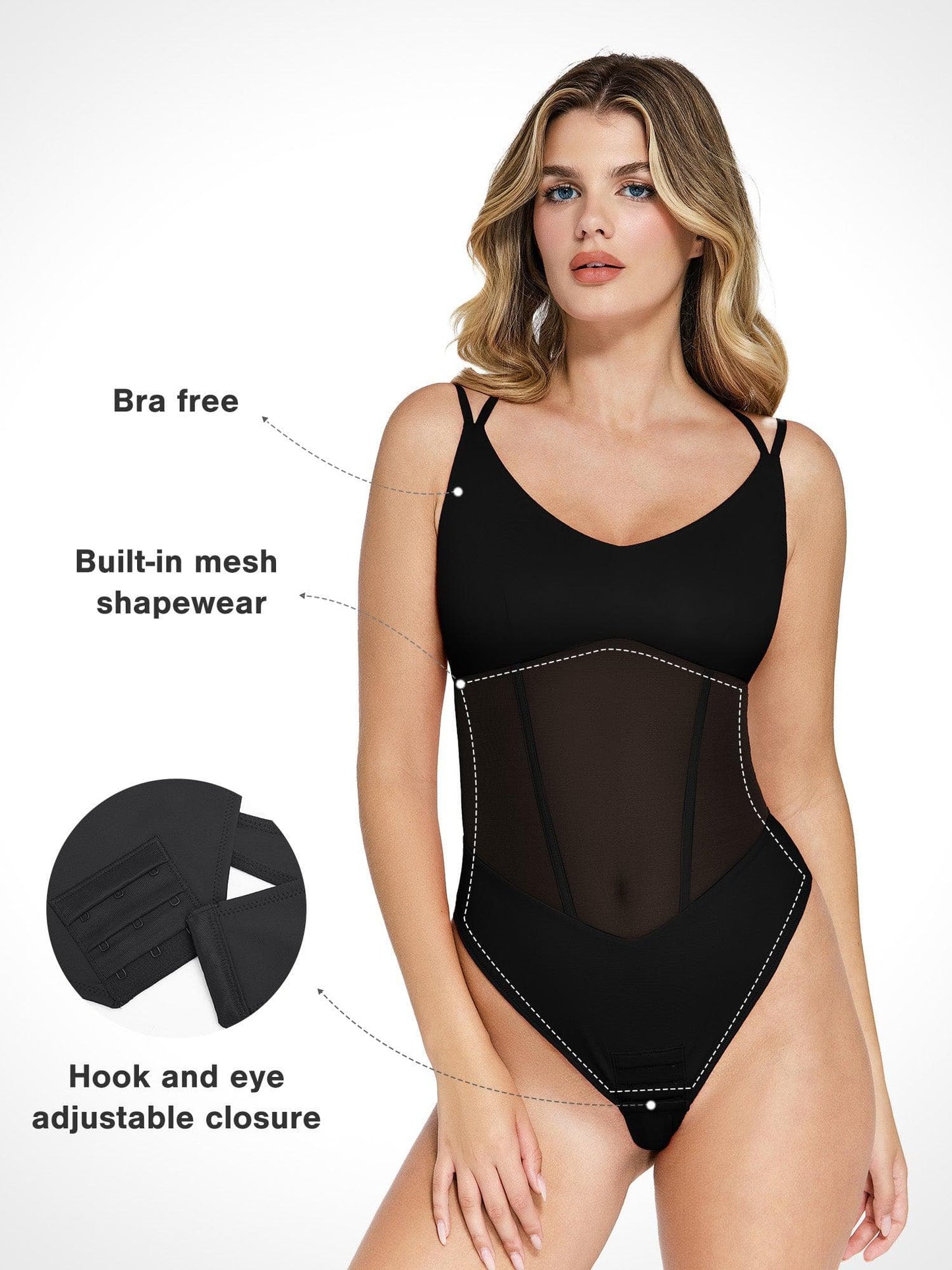 Shapewear Crisscross Sırt İllüzyonlu Örgü Şekillendirici Bodysuit