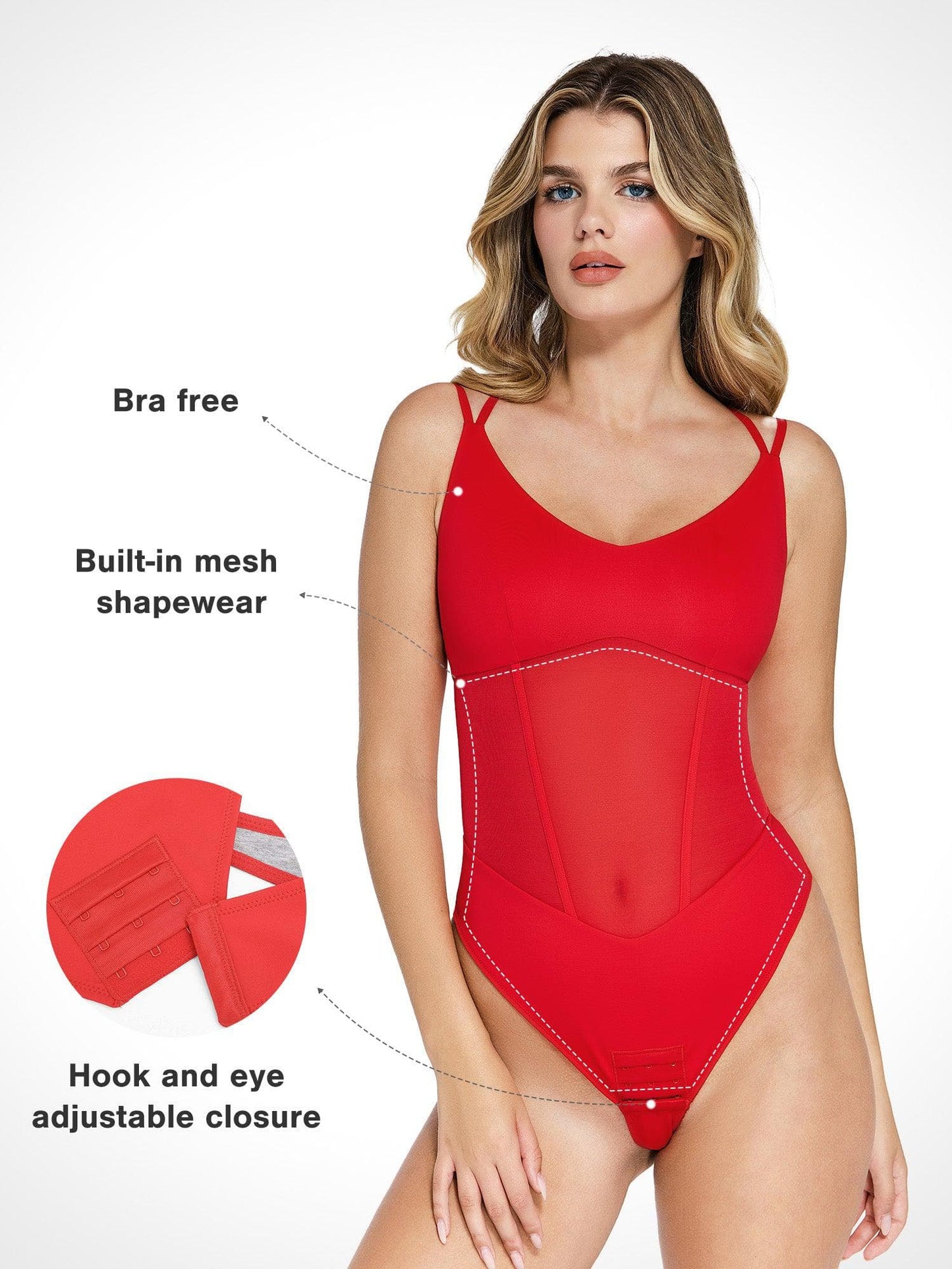 Shapewear Crisscross Sırt İllüzyonlu Örgü Şekillendirici Bodysuit