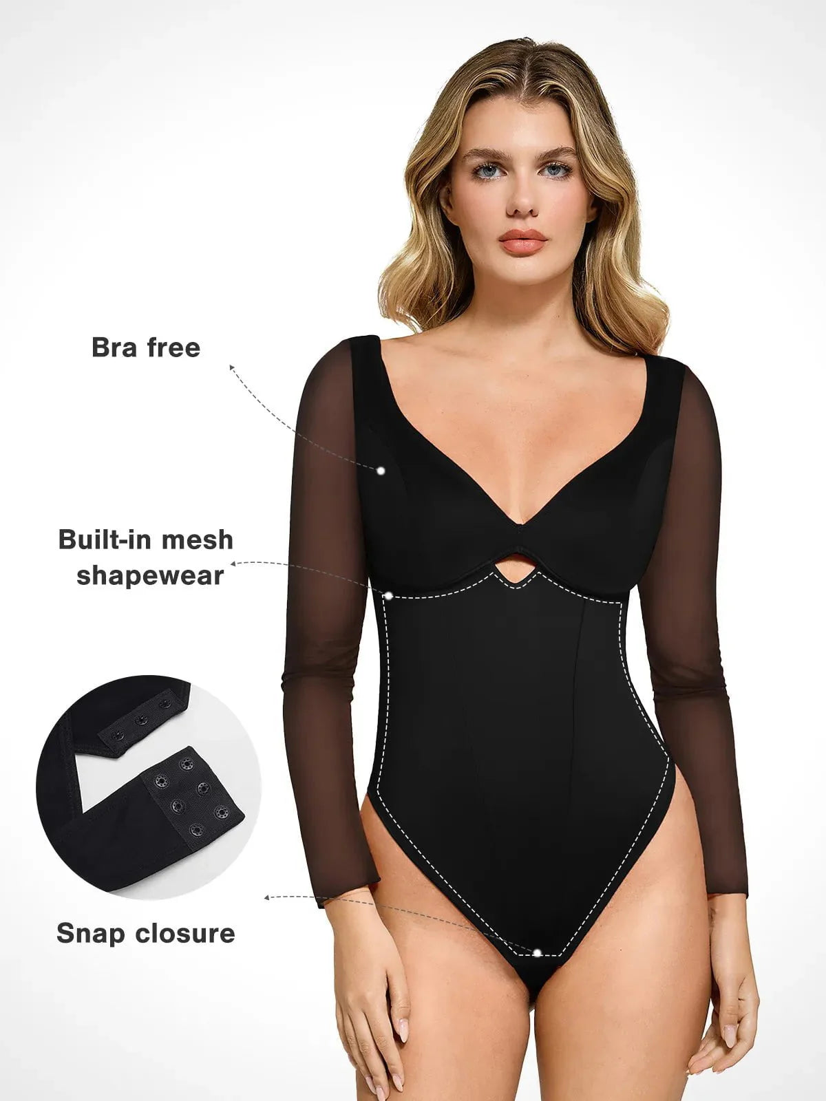 Shapewear File Kol Kesimli Tatlımsı Şekillendirici Bodysuit