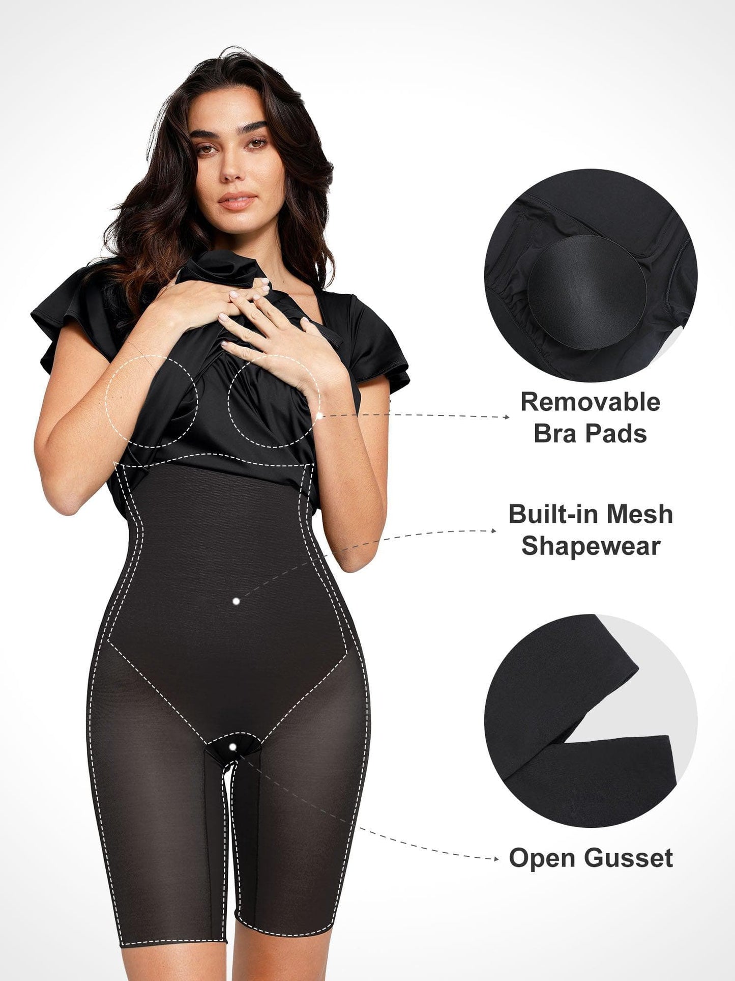 Shapewear Flutter Sleeve Şekillendirici A-Line Midi Elbise