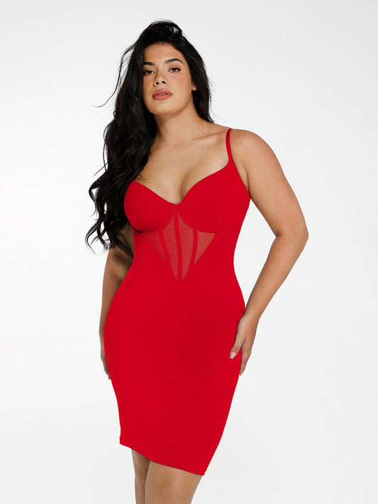 Shapewear File Korse Panel Gömme Şekillendirici Midi Elbise