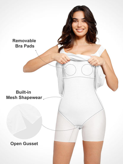 Shapewear Omuzları Açık Yandan Yırtmaçlı İnceltici Maksi Elbise