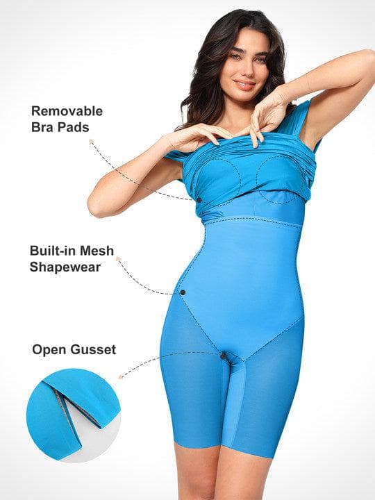 Shapewear Omuzları Açık Dantelli Parlaklık Veren Midi Elbise