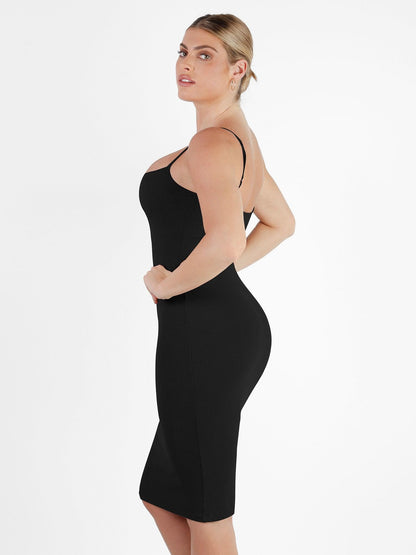 Shapewear Solid Modal İnceltici Midi Slip Elbise