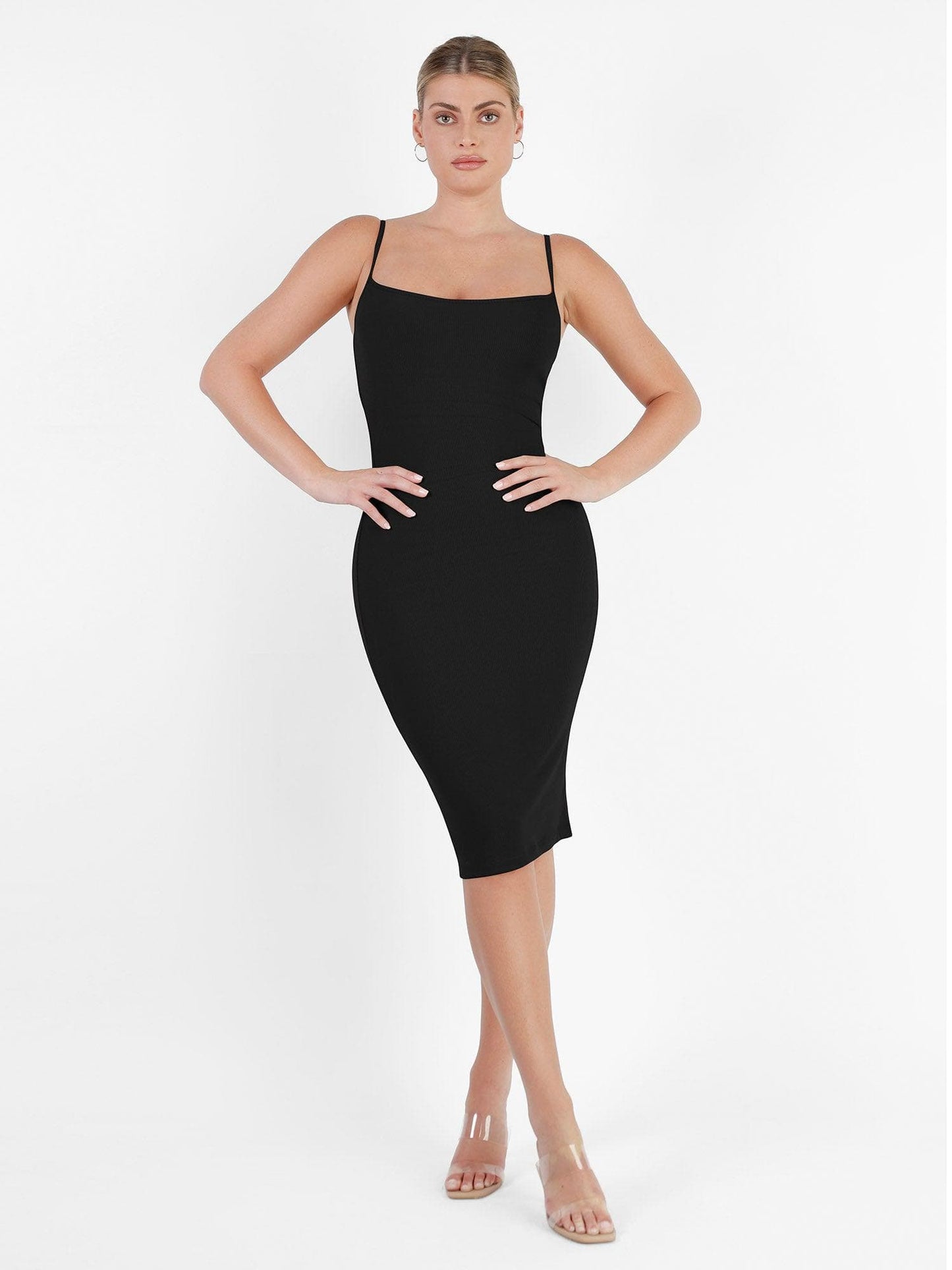 Shapewear Solid Modal İnceltici Midi Slip Elbise