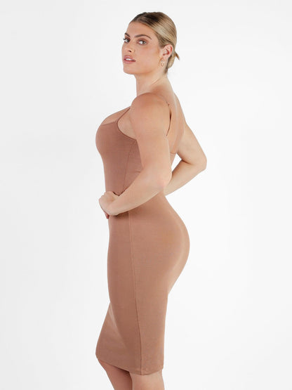 Shapewear Solid Modal İnceltici Midi Slip Elbise