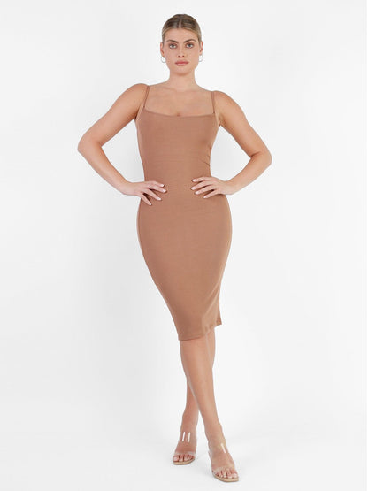 Shapewear Solid Modal İnceltici Midi Slip Elbise