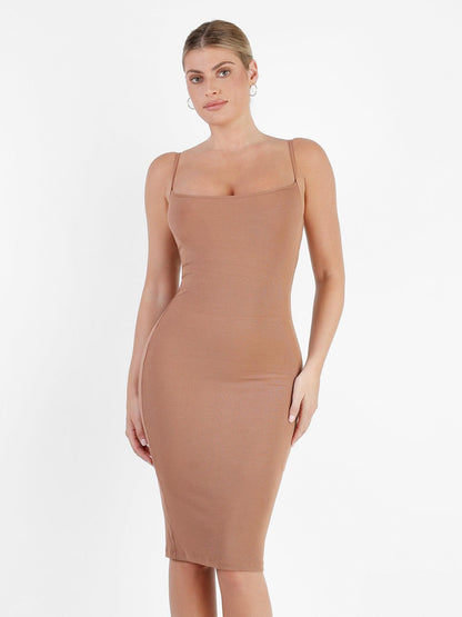 Shapewear Solid Modal İnceltici Midi Slip Elbise