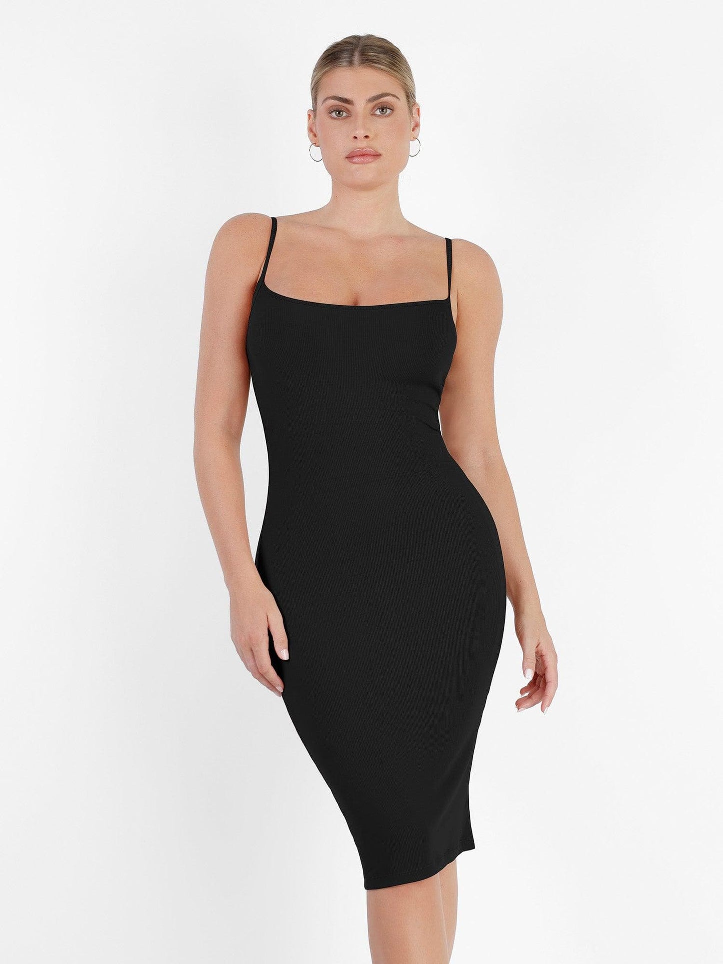 Shapewear Solid Modal İnceltici Midi Slip Elbise