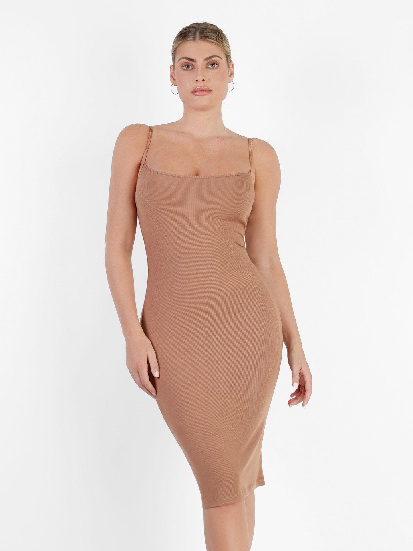 Shapewear Solid Modal İnceltici Midi Slip Elbise