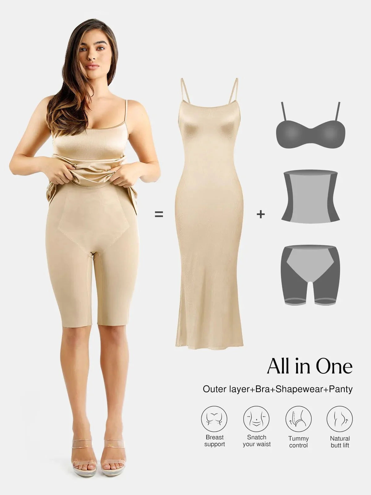 Shapewear Shine İnceltici Karın Kontrol Maxi Slip Elbise